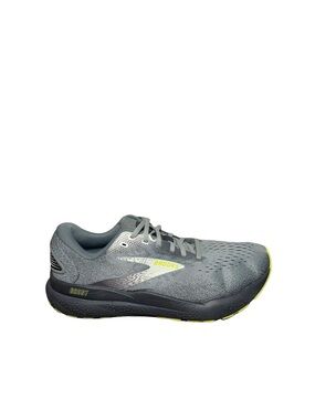 Brooks ghost Grey Running Shoe with Yellow Highlights size 9.5